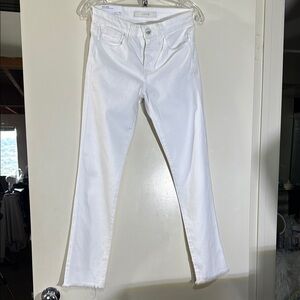 Joe's Jeans White Lara Straight Leg Denim Raw Hem Size 24 Summer
